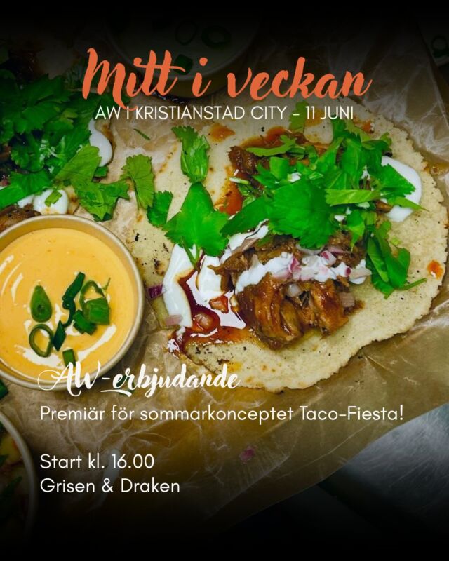 RESTAURANGERNAS AW-ERBJUDANDEN! 🥂☀️
Imorgon är det dags för Mitt i veckan – AW i Kristianstad City! Solen väntas stråla (hela 19 grader!) – och vad passar bättre efter en shoppingrunda än att slå sig ner på en uteservering, njuta av god mat, härligt sällskap och ett roligt AW-quiz?

Premiär för Taco Fiesta! 
📍Grisen och Draken, start kl 16.00

Quiz med Tacobar
📍Tacobar, 20.00

AW-onsdag med Bao Buns
📍Flabben, 17.00-22.00

Bara Vin & Bistro
📍Premiär för Plat du Jour - Coq Au Vin, denna kvällen till ett riktigt bra pris.

Skönt uteserveringshäng med DJ-Olof
📍Restaurang Smaca, 16.00 - 22.00

Senare ikväll släpper vi butikernas erbjudanden - håll utkik!
#Mittiveckan #kristianstad #Kristianstadcity