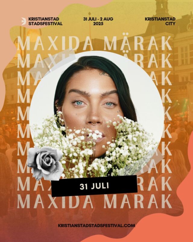 MAXIDA MÄRAK TILL KRISTIANSTAD STADSFESTIVAL! 🎶🧡
31 juli blir det extra mysigt på Lilla torg när naturkraften Maxida Märak intar scenen. Maxida har under det senaste decenniet varit en ständigt aktuell och mångfacetterad artist och nu tar hon ett nytt, oväntat kliv i sin kreativa resa. 

Med djupa rötter i vistraditionen – en musikform som följt henne sedan barnsben – ger Maxida nytt liv åt klassiska visor. 🎻

Den här spelningen blir något alldeles extra - tagga någon du tar med dig till Lilla torg! 🫶🏻

 📅 31 juli, 16.00
 📍 Lilla torg Torg
 🧡 Fri entré!

 https://www.kristianstadstadsfestival.com/